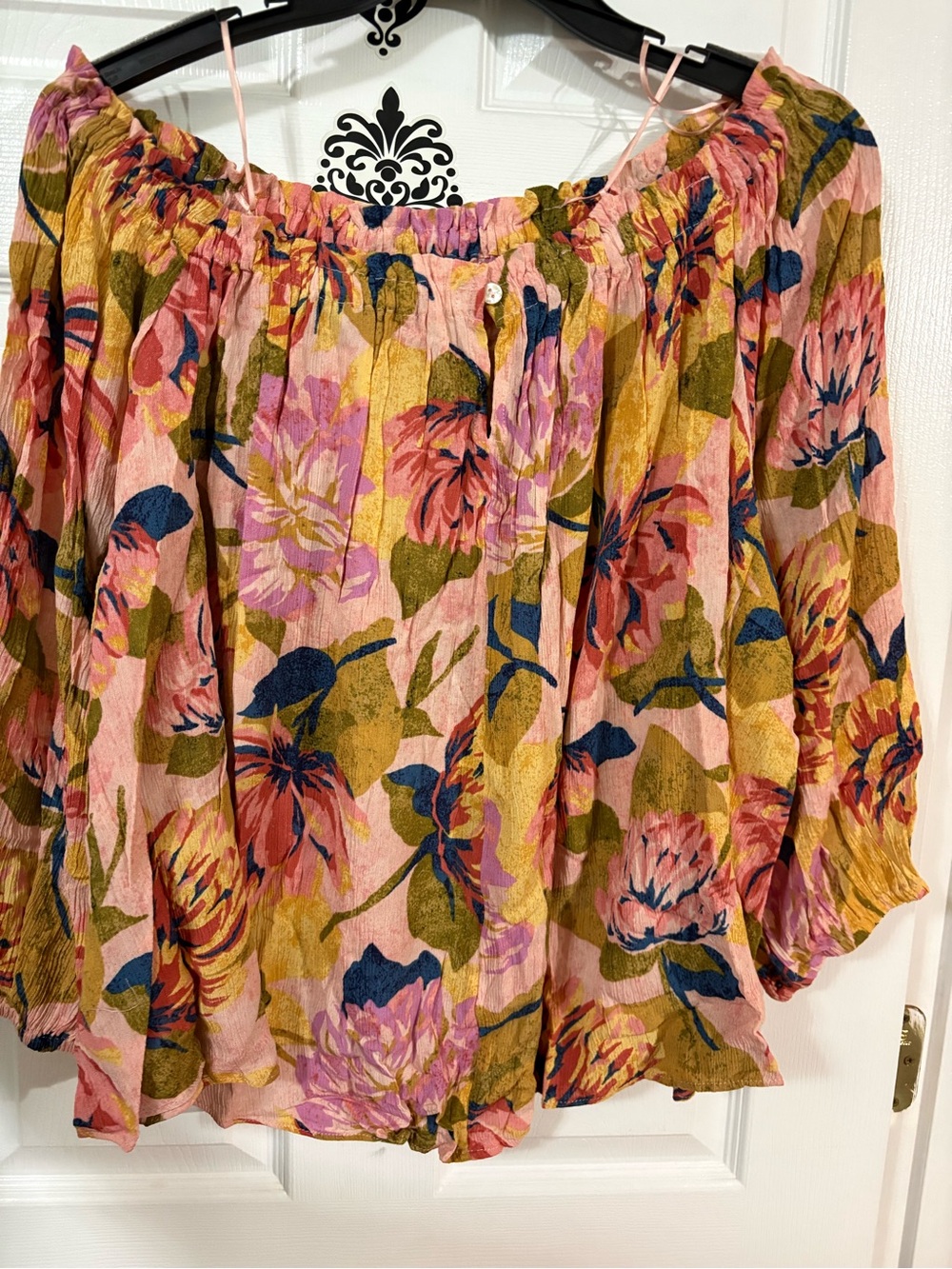 Terra & Sky Multicolor Floral Off-Shoulder Blouse